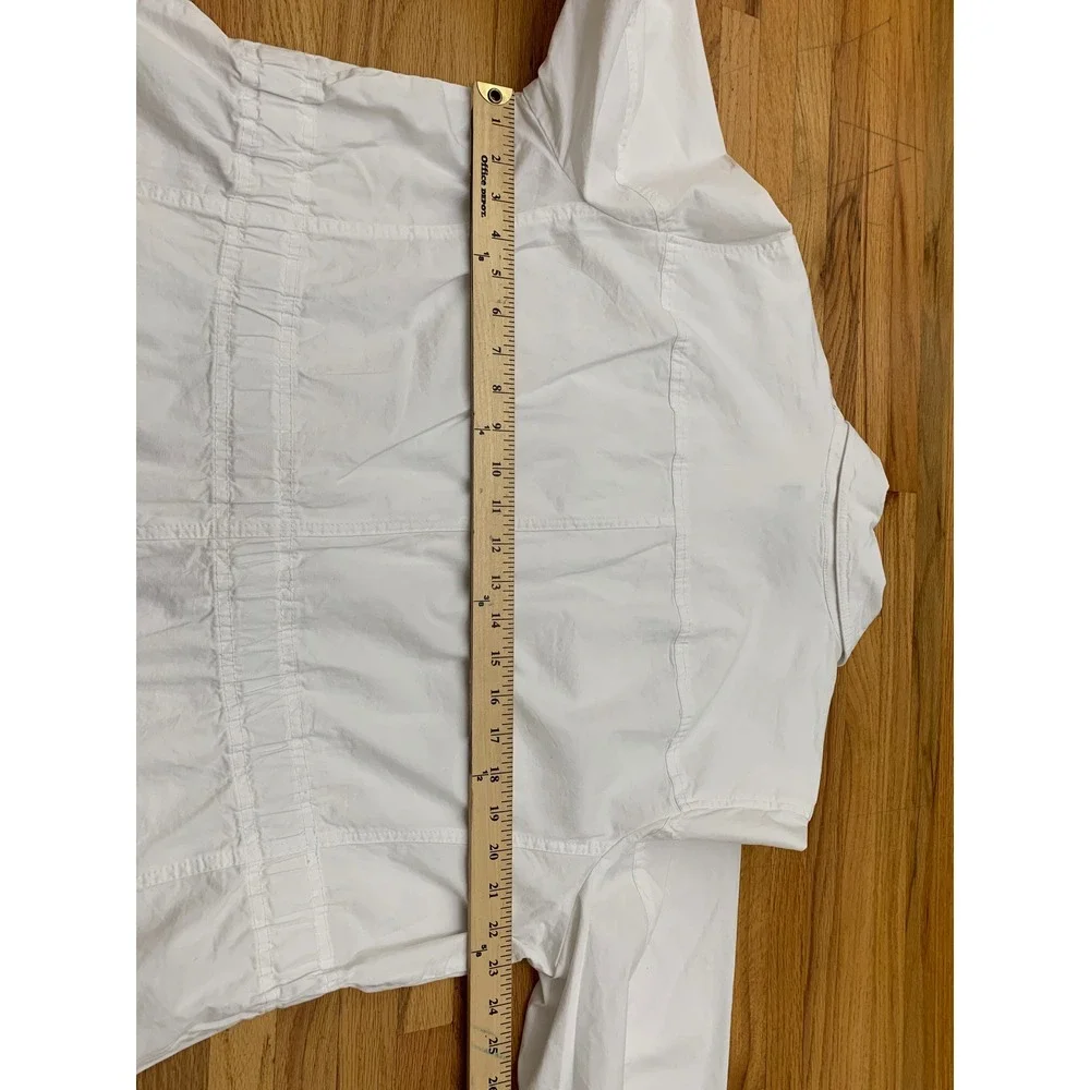 Talbots Plus Women's White Utility Safari Jacket Cotton Blend Button Front 1X - Picture 7 of 9